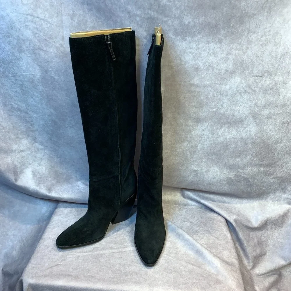 SAM EDELMAN NEW ANNABEL BLACK SUEDE BOOTS, NEW IN REPLACEMENT BOX - Picture 2 of 10
